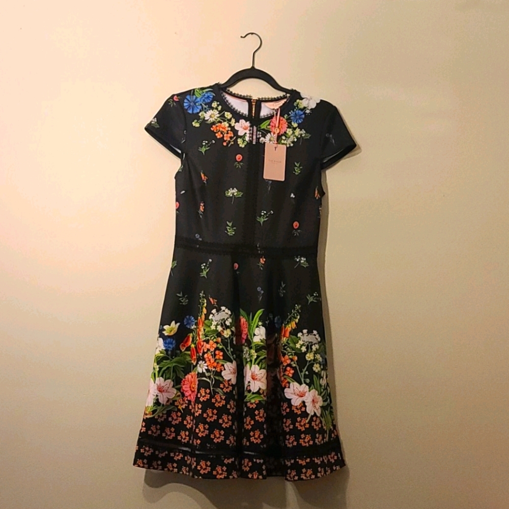 Ted Baker London Black Daissie Florence Trim Dress